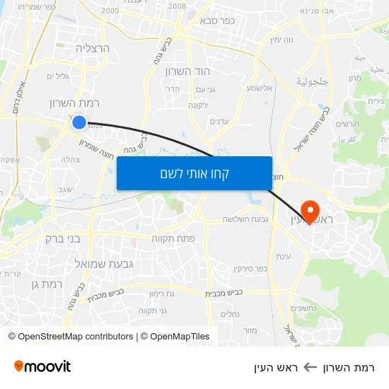 מפת רמת השרון לראש העין
