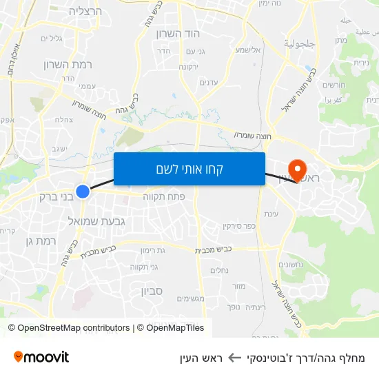 מפת מחלף גהה/דרך ז'בוטינסקי לראש העין