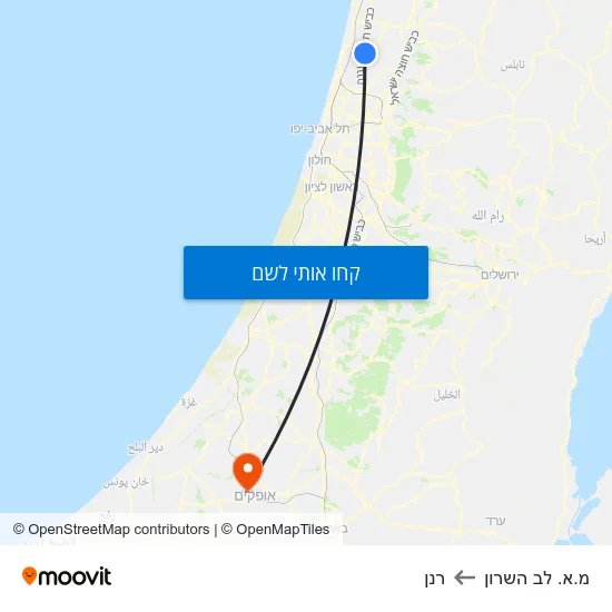מפת מ.א. לב השרון לרנן