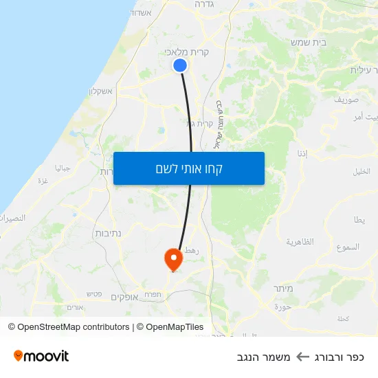 מפת כפר ורבורג למשמר הנגב