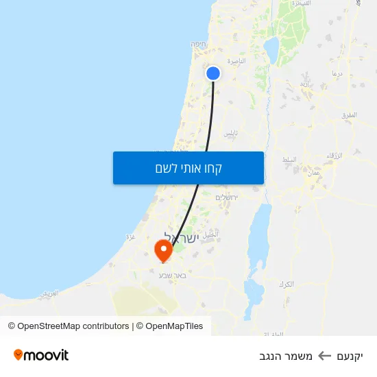 מפת יקנעם למשמר הנגב