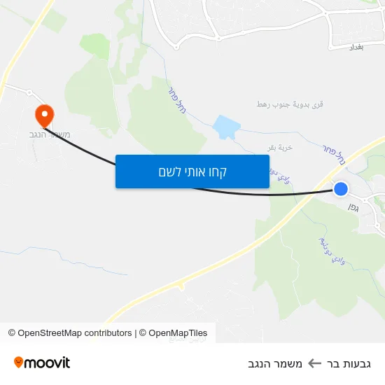 מפת גבעות בר למשמר הנגב