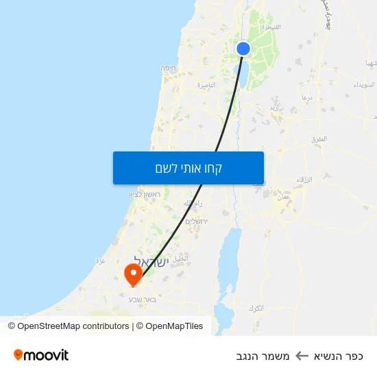 מפת כפר הנשיא למשמר הנגב
