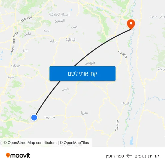 מפת קריית נטפים לכפר רופין