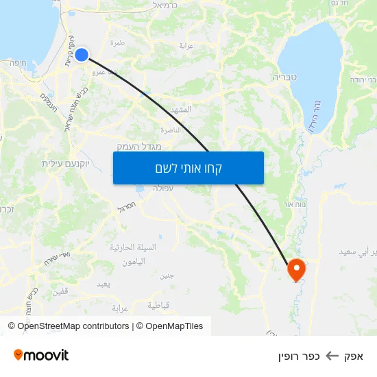 מפת אפק לכפר רופין