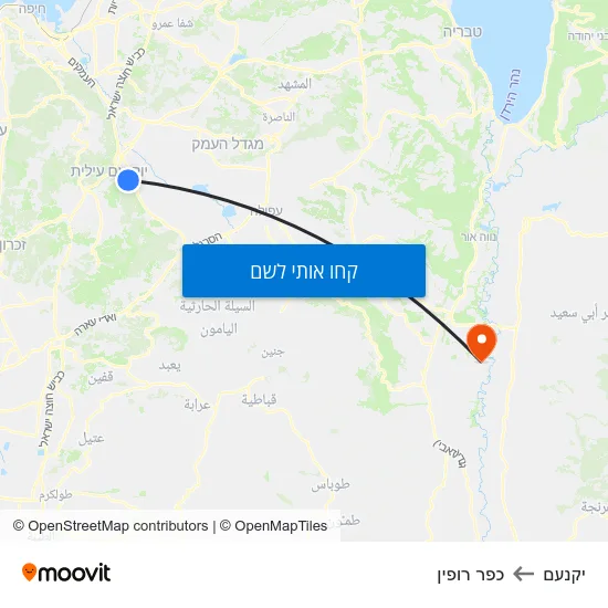 מפת יקנעם לכפר רופין