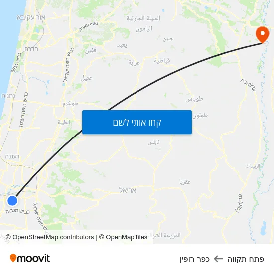 מפת פתח תקווה לכפר רופין