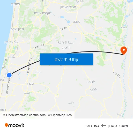 מפת משמר השרון לכפר רופין