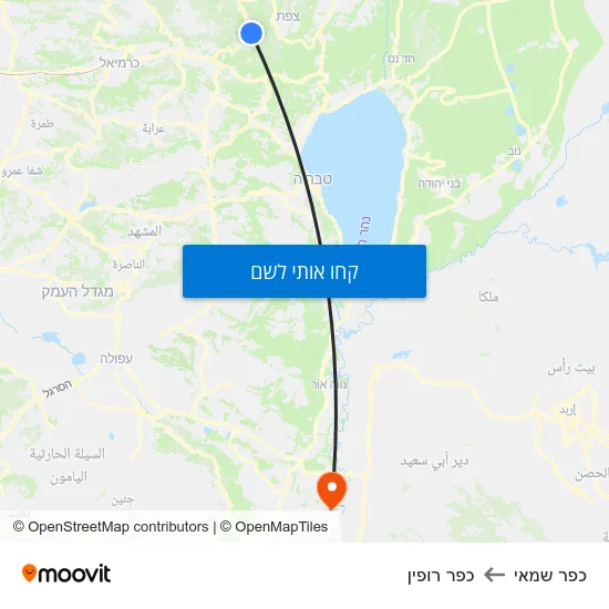 מפת כפר שמאי לכפר רופין