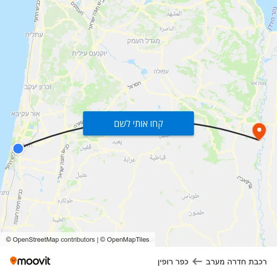 מפת רכבת חדרה מערב לכפר רופין