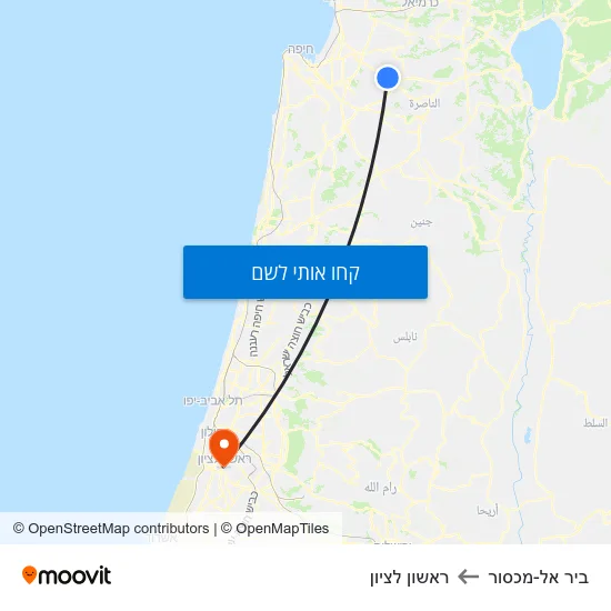 מפת ביר אל-מכסור לראשון לציון