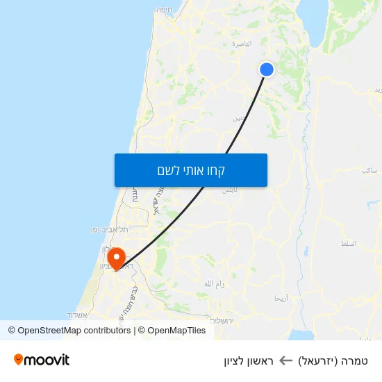 מפת טמרה (יזרעאל) לראשון לציון