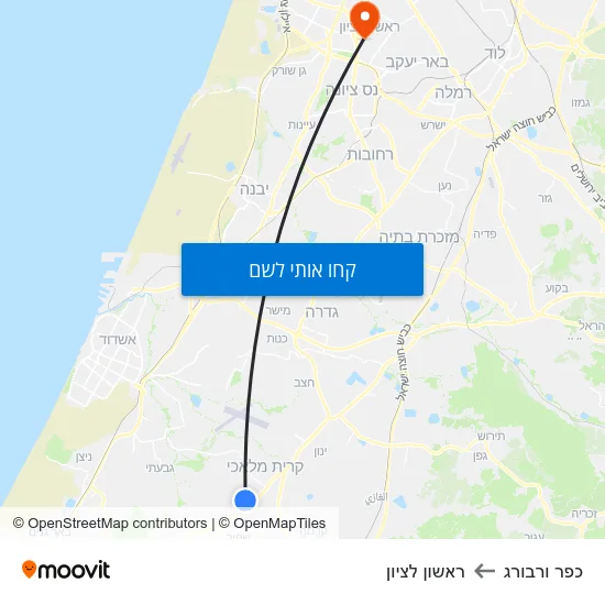 מפת כפר ורבורג לראשון לציון