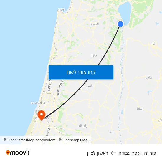 מפת פורייה - כפר עבודה לראשון לציון