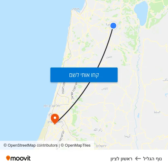 מפת נוף הגליל לראשון לציון
