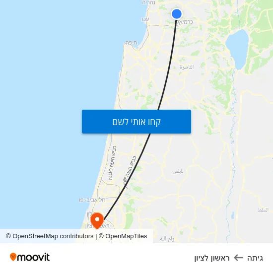מפת גיתה לראשון לציון
