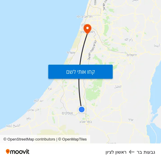 מפת גבעות בר לראשון לציון