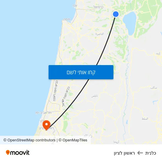 מפת כלנית לראשון לציון