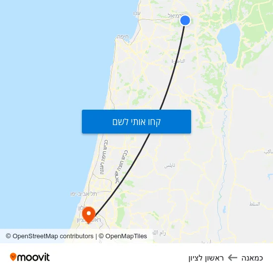 מפת כמאנה לראשון לציון