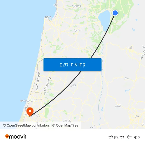 מפת כנף לראשון לציון