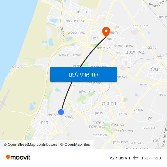 מפת כפר הנגיד לראשון לציון