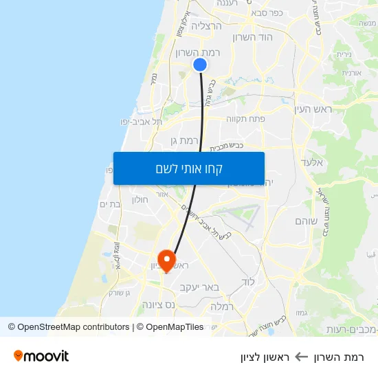 מפת רמת השרון לראשון לציון