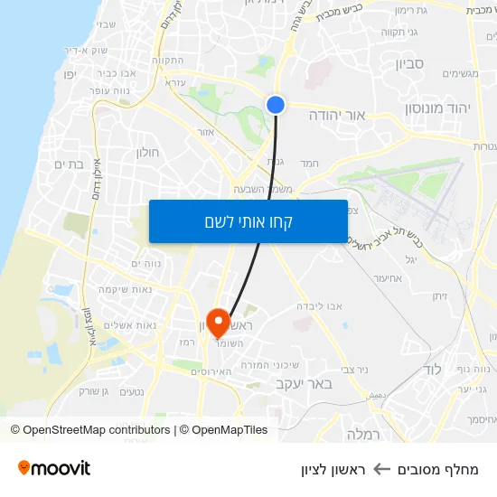 מפת מחלף מסובים לראשון לציון