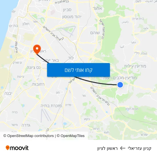 מפת קניון עזריאלי לראשון לציון