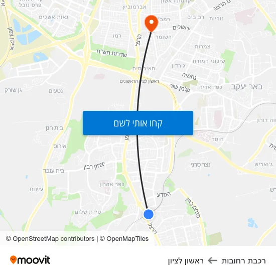 מפת רכבת רחובות לראשון לציון