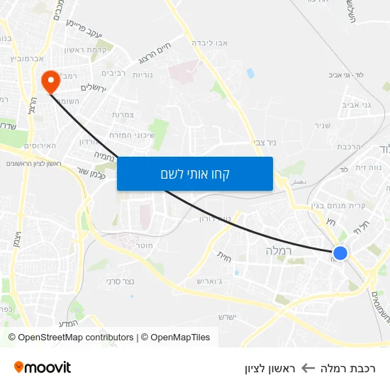 מפת רכבת רמלה לראשון לציון