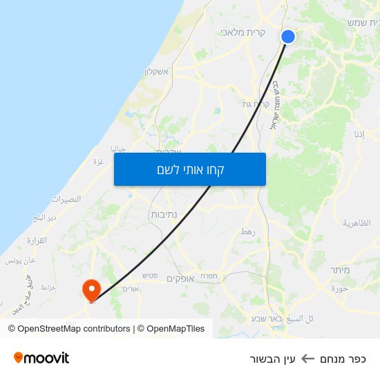 מפת כפר מנחם לעין הבשור