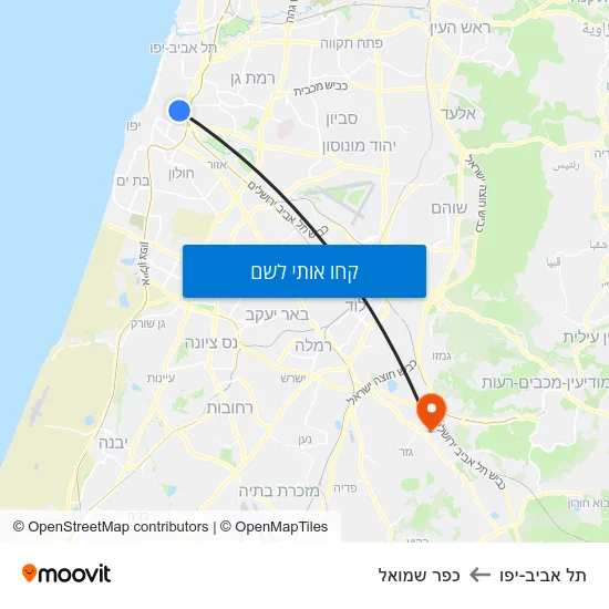 מפת תל אביב-יפו לכפר שמואל