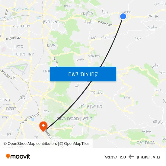 מפת מ.א. שומרון לכפר שמואל