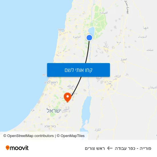 מפת פורייה - כפר עבודה לראש צורים