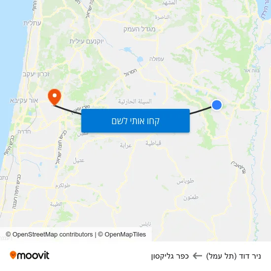 מפת ניר דוד (תל עמל) לכפר גליקסון
