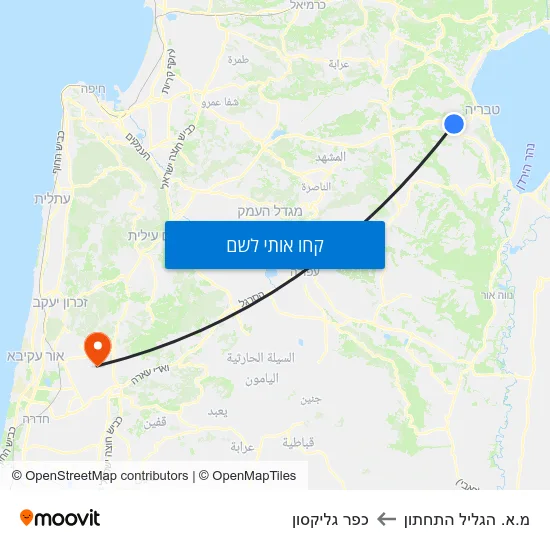 מפת מ.א. הגליל התחתון לכפר גליקסון