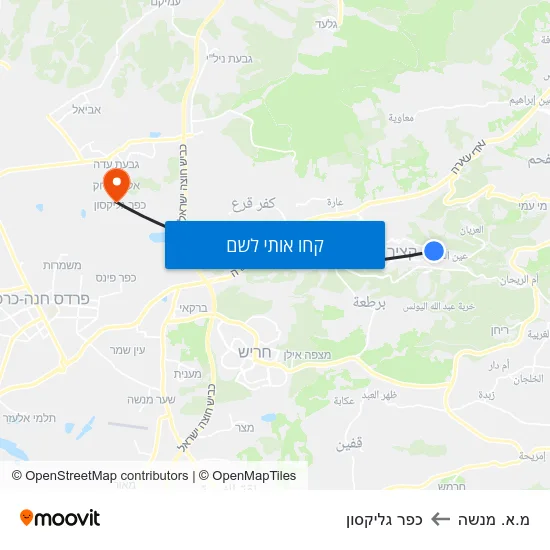 מפת מ.א. מנשה לכפר גליקסון