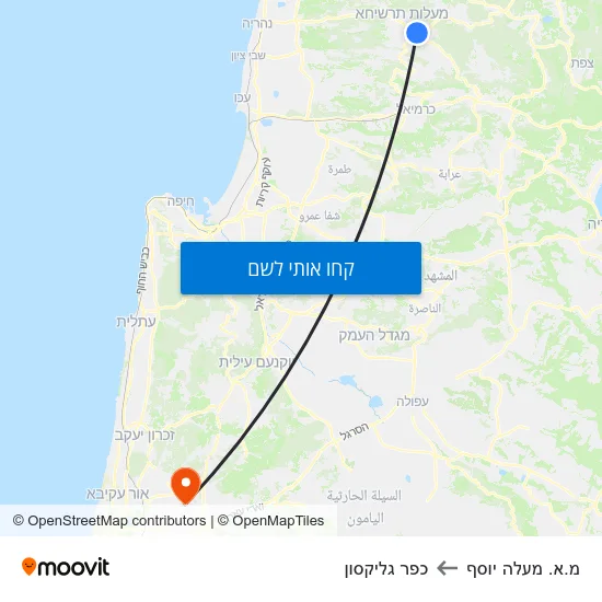 מפת מ.א. מעלה יוסף לכפר גליקסון