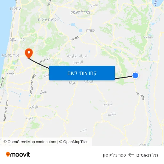 מפת תל תאומים לכפר גליקסון
