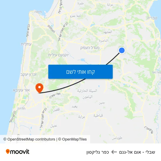 מפת שבלי - אום אל-גנם לכפר גליקסון