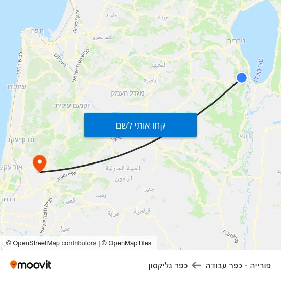 מפת פורייה - כפר עבודה לכפר גליקסון