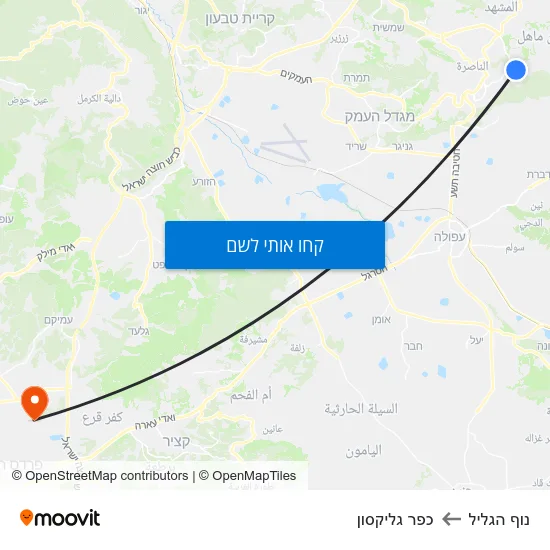 מפת נוף הגליל לכפר גליקסון