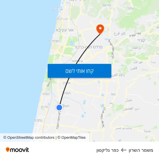 מפת משמר השרון לכפר גליקסון