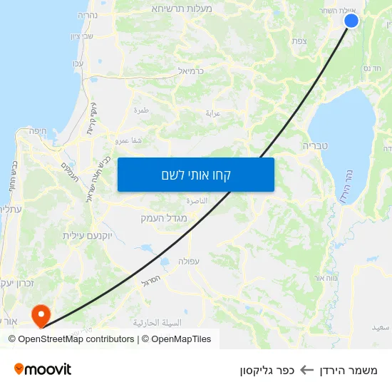 מפת משמר הירדן לכפר גליקסון
