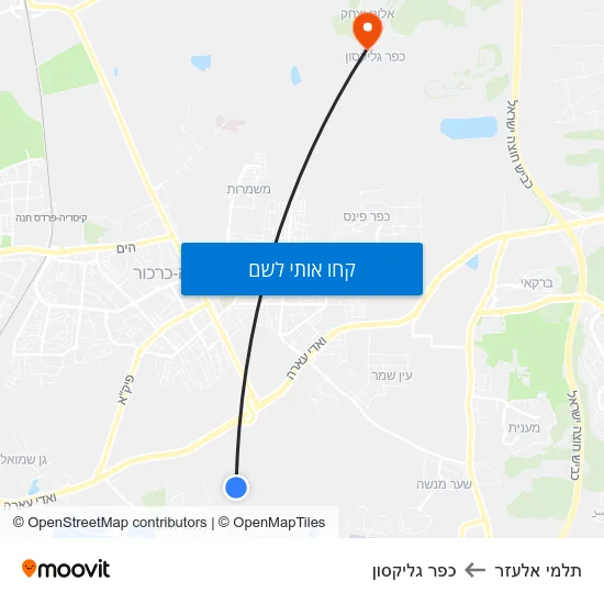 מפת תלמי אלעזר לכפר גליקסון