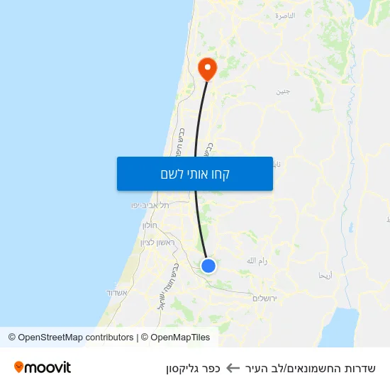 מפת שדרות החשמונאים/לב העיר לכפר גליקסון