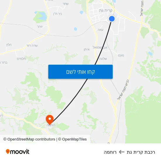 מפת רכבת קרית גת לרוחמה
