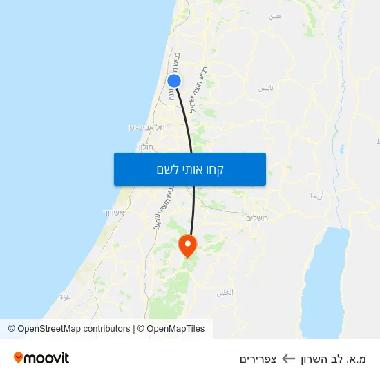מפת מ.א. לב השרון לצפרירים