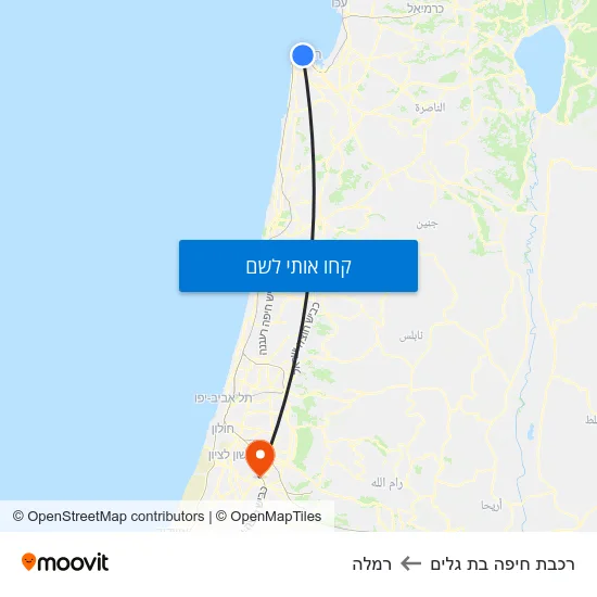 מפת רכבת חיפה בת גלים לרמלה