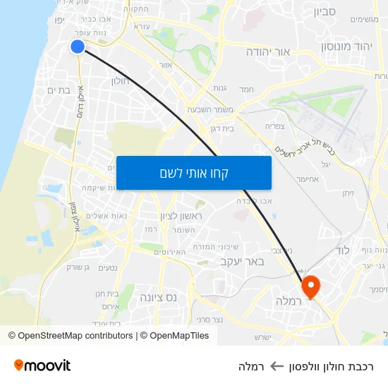 מפת רכבת חולון וולפסון לרמלה